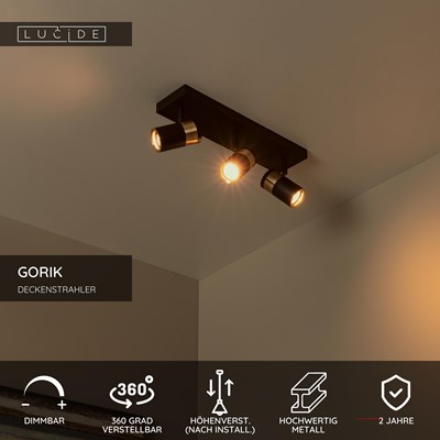 Lucide GORIK - Deckenstrahler - 3xGU10 - Schwarz